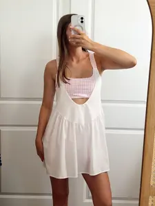 Pink Gingham Romper Dress