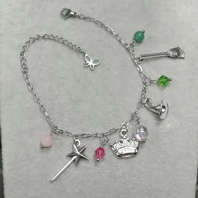 Wicked Bracelet Wicked Charm Bracelet Adjustable Charm Bracelet Glinda Wand Crown Elphaba Witch Hat Broom Charm Bracelet