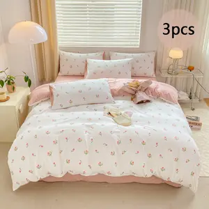 3-Piece Duvet Cover Set (1 Duvet Cover + 2 Pillowcases) Floral Print Duvet Cover Fresh and Comfortable Women's Design Soft Farmhouse Pattern Cute Bedding Set Suitable for All Seasons Bedroom Decor