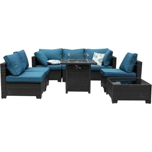 8-Piece Patio Set Furniture Rattan Wicker Outdoor Sectional Sofa with outdoor chair