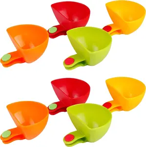 Dip Clip Bowl Plate Holder -8Pcs Color Plastic Dish Chip and Serving Set for Spice Tomato Sauce Salt Veggie Vinegar Ketchup Chips - Clips Holders Cup Paper Condiment Cups Dipping