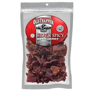 Old Trapper Beef Jerky, Hot & Spicy 8 Ounce Individual Pack, Tender and Spicy Meat Snacks for Lunches or Between Meals, 11 Grams of Protein and 70 Calories per Serving (Pack of One)