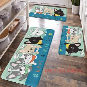 [Popular Choice]1PC, bathroom mat, bathroom anti-slip mat, kitchen decoration, kitchen mat, home decoration, bulldog pattern mat, animal theme decoration, soft and comfortable, and relieve fatigue.