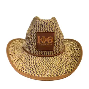 Iota Phi Theta Straw Cowboy Hat with Strap