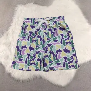 New Clothes Sibling Kids Boys Camouflage Drawstring Shorts Green Yellow Purple Mardi Gras Summer Casual Pants for Children