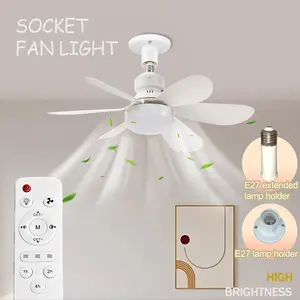 Plug-in Ceiling Fan Light with Remote Control, Pure Copper DC Motor, Variable-Speed Energy-Saving Quiet Operation with Adjustable Lighting and Timer Function, Home Decor Lighting, Atmosphere Lighting