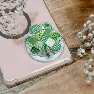 Shamrock Phone Grip, St Patricks Day Kindle Holder, Lucky Irish Clover Pop Socket, Magnetic Phone Accessory, Holiday Gift For Her