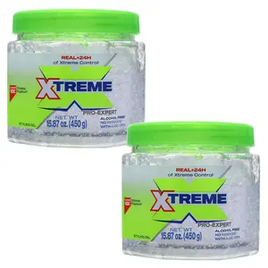 Xtreme Pro-Expert Clear Styling Hair Gel. Alcohol Free, 24-Hours Xtreme Control With Aloe Vera,15.87 Oz jar (Pack of 2)