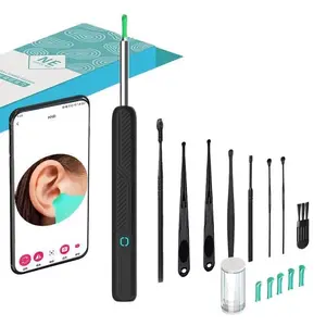 Portable Ear Cleaner with Camera, Ear Wax Removal Tool with Replacement Heads, Ear Cleaning Tool for iOS & Android, Earwax Removal Tool