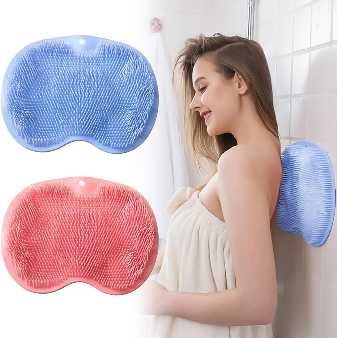 TekDeals Foot Back Scrubber Exfoliating Silicone Massager Pad Cleaning Mat Bath Shower Blue & Pink Colors for Enhanced Skin Care