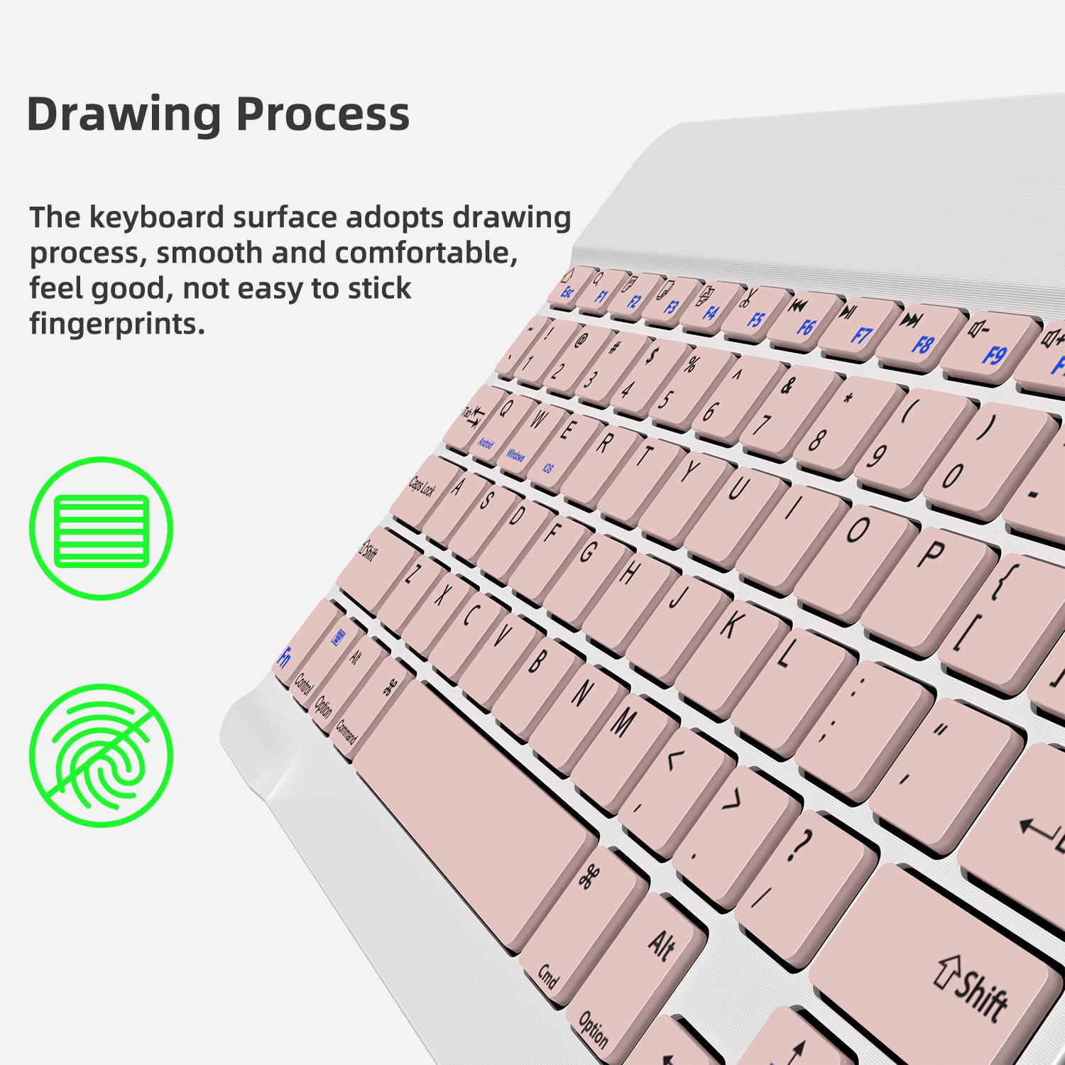 Quiet Wireless Bluetooth Keyboard & Mouse Combo, Rechargeable Slim Silent Keyboard, Single Mode Bluetooth Mouse, Compatible with iOS Android Windows Laptops Tablets Computers, Ideal for Home Office & Back-to-School Gift for Men Women