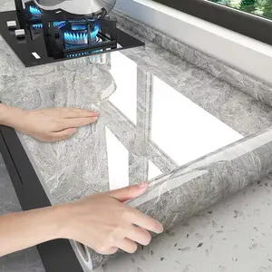 Waterproof Oil-Proof Kitchen Wall Sticker, Marble Texture Thick High-Temperature Resistant, Cuttable for Range Hood Decoration, Marble Pattern Wallpaper, Marble Backsplash Wallpaper