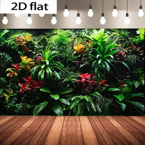 1pc Tropical Greenery Wall Backdrop Decor, Lush Exotic Plant Wall Art, Bright Flowers, Leaf Floral Print, Flower Design, Indoor/Outdoor Hanging Decoration, Perfect for Rainforest Themed Christmas Home Garden, Party Background