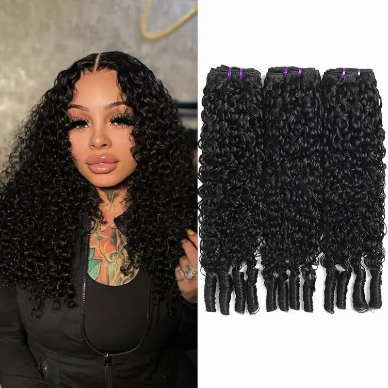 Indian-Burmese Curly Bundles, Natural Human Extensions for Women's Hair Styling/ No blend hair/ All Natural