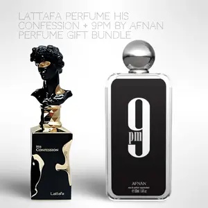 Lattafa Perfume His Confession + 9PM by Afnan 100ml (3.4 Fl oz) Long Lasting Perfume - Value Bundle - Fragrance Gift Bundle