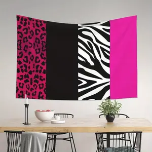 1pc Zebra & Leopard Print Tapestry Wall Hanging, Bold Animal Print Aesthetic Room Decor, Polyester Fabric Wall Art for Bedroom, Living Room, Dorm & Office