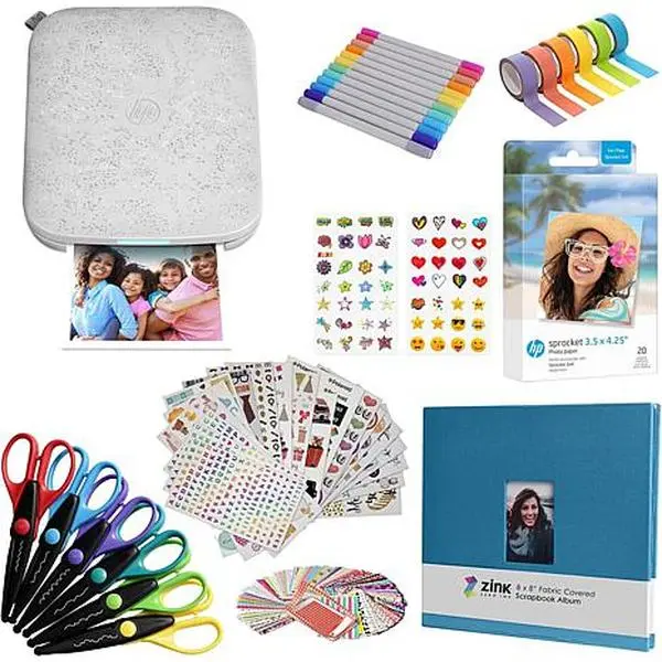 HP Sprocket 3"x4" Portable Printer, Case, Album, Paper & Scissors