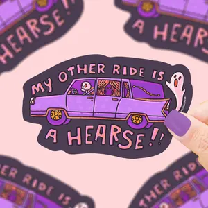 "My Other Ride Is a Hearse" Halloween Vinyl Sticker (Turtle's Soup)