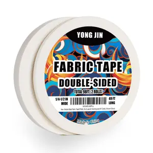 YONGJIN Double-Sided Fabric Tape (2 Rolls) - No Sewing or Ironing Required, Perfect for Quick Clothing Repairs, Fabric Bonding, Adhesive Cloth Tape for Hemming and DIY Crafts (1/4inch+1/2inch)