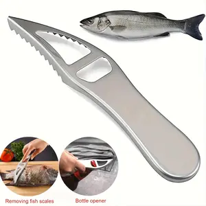 1pc 2-In-1 Stainless Steel Fish Scale Remover, Multifunctional Fish Scale Brush, Household Kitchen Bottle Opener