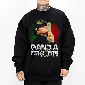 Santa KL Mexican Music Clothes Cholo Outfit Cotton Fabric Unisex Hoodie for Men and Women Long Sleeve Casual Streetwear