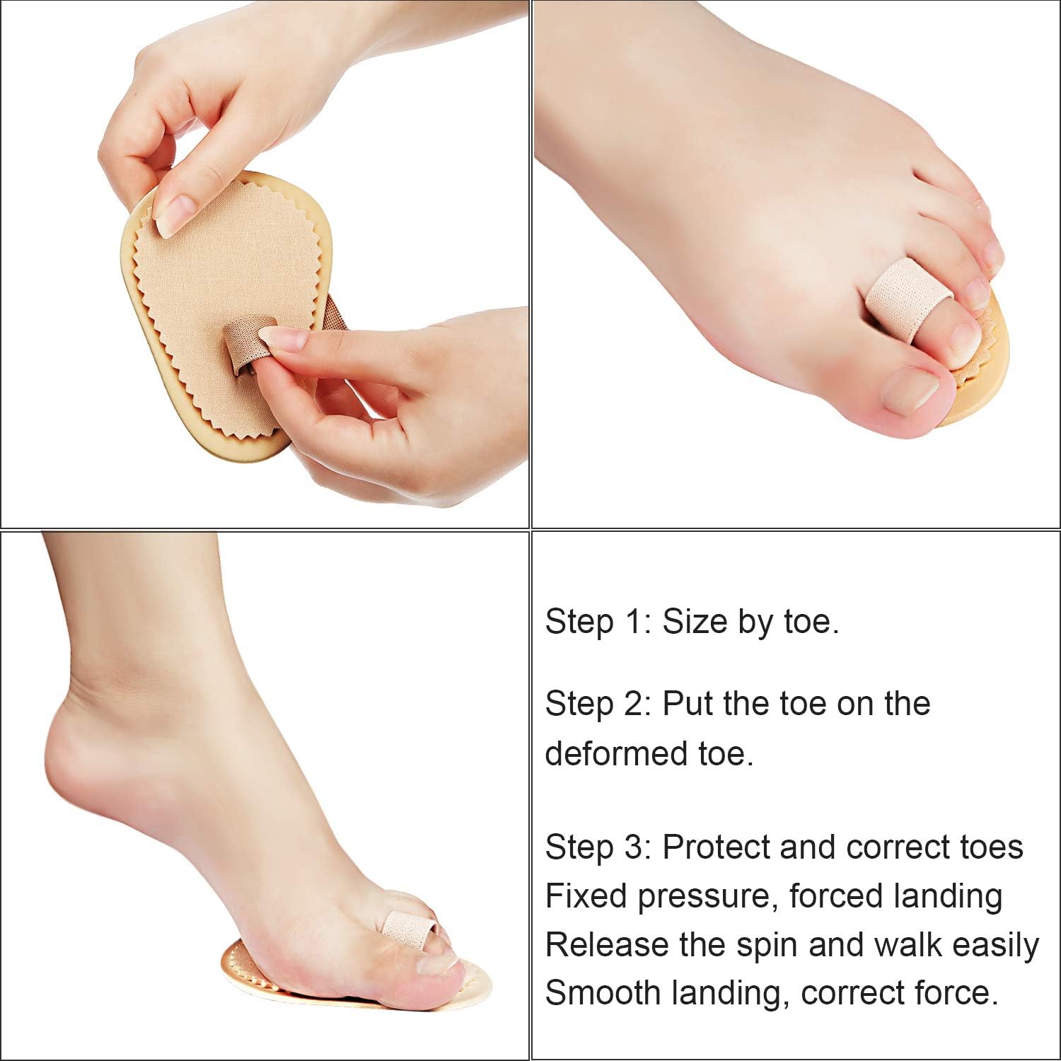 4 Pieces Budin Toe Splint Hammer Toe Support Splint for Toes, Joint Realign Cushion Brace for Claw, Curled, Crooked Toe, Toe Straightener