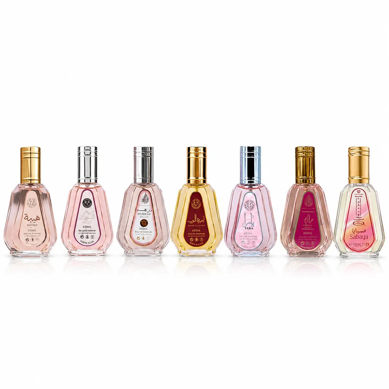 Heibah 50ml +Hareem Al Sultan 50ml + Dirham Wardi 50ml + Ameerat Al Arab 50ml + Yara 50ml + Hayaati Exotic 50ml + Sabaya 50ml