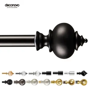 Deconovo Adjustable Heavy Duty Curtain Rod - Telescopic for Bedroom/Living Room, Easy Install (3/4" Steel, Brackets & Finials, Grommet/Tab)