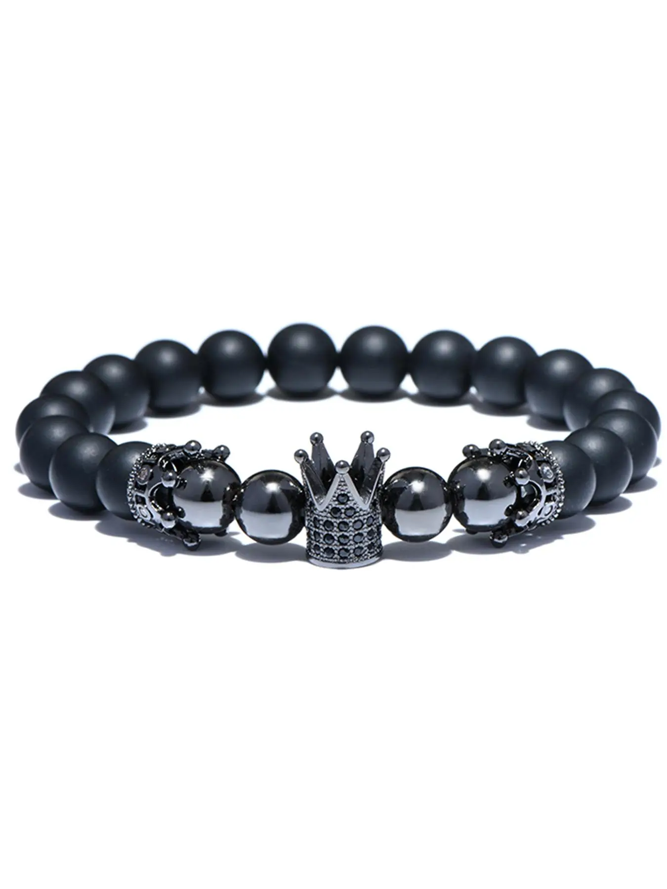 Men's Crown Charm Beaded Bracelet, Fashion Jewelry for Party, Daily Wear Accessory, Trendy All-Match Design, Perfect Birthday Gift, Beads Bracelets