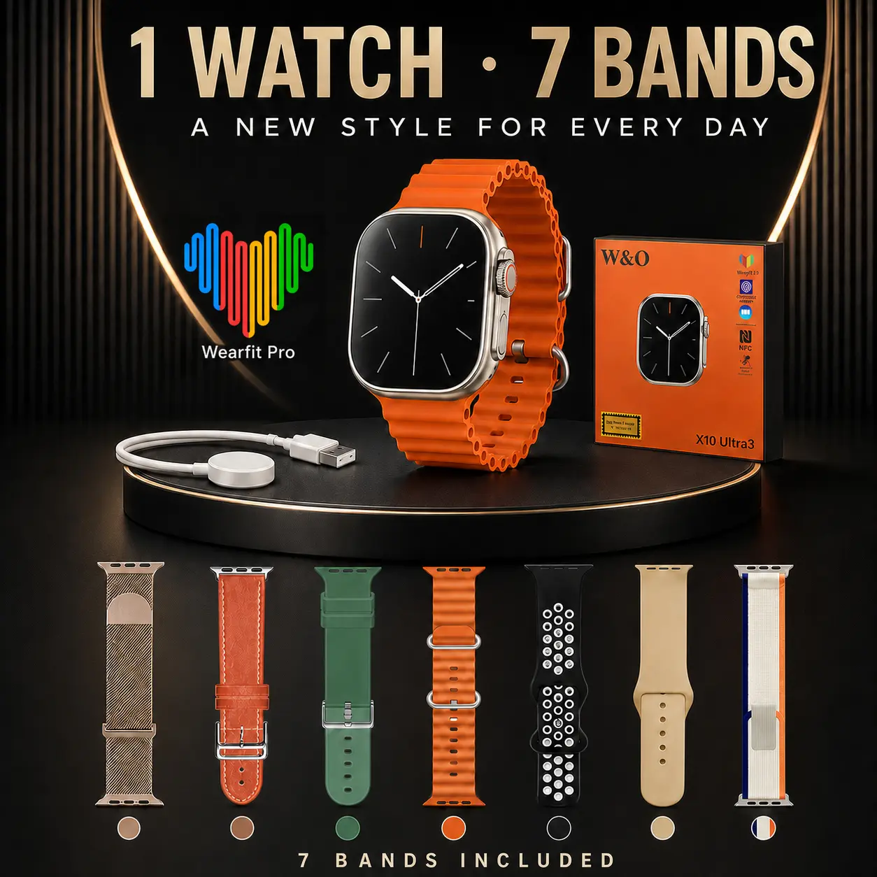 【Back to School Gift】7 IN 1 Smart Watch Set,  Fitness Tracker with Calling Dialing 100+ Sport Modes, Smartwatch with Various APP Reminders Call Message Reminder Touch Screen Compatible with iPhone Android Wearable Smart Bracelet Digital Wristwatch