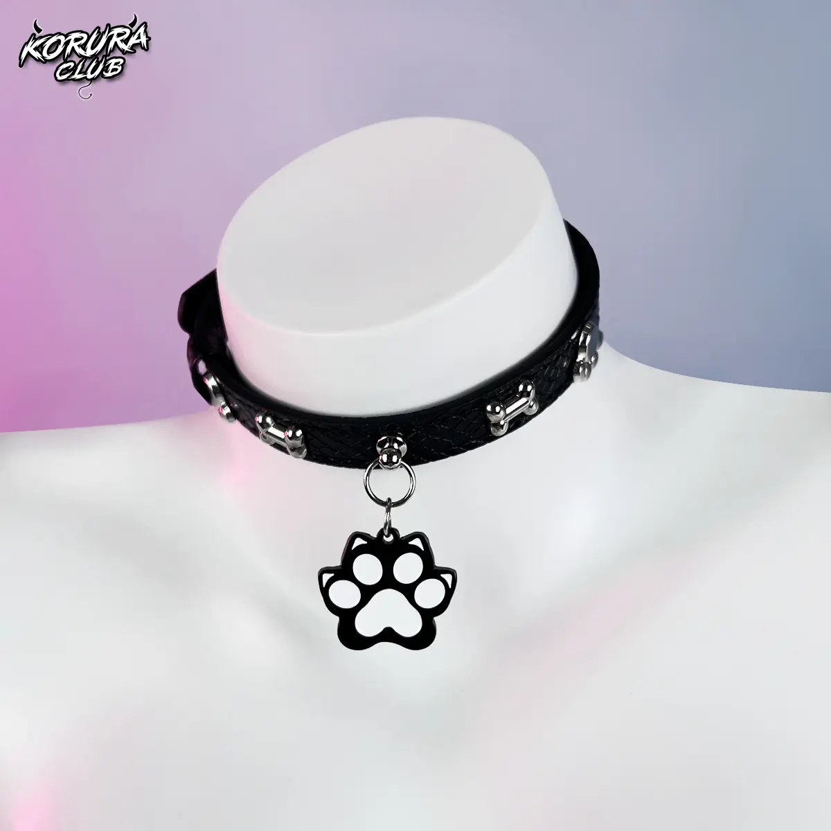 KORURACLUB Choker Necklace with Elegant Cat Paw & Heart Charm, Trendy Jewelry for Women, Fashionable Accessory and Love Gift, Black or Pink, Fashionable Jewelry Accessories