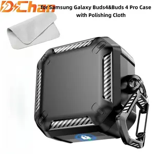 2026 New Durable Case for Samsung Galaxy Buds 4&Galaxy Buds 4 Pro with Protection, Magnetic Closure Carbon Fiber Texture Wireless Charging,Carabiner for Men Women for Galaxy Buds 4&Galaxy Buds 4 Pro Case