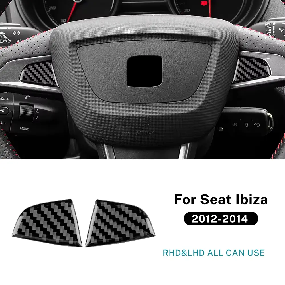 Real Soft Carbon Fiber Car Steering Wheel Sticker For Seat Ibiza 6j 2012 2013 2014 LHD RHD Center Bottom Frame Interior Trim