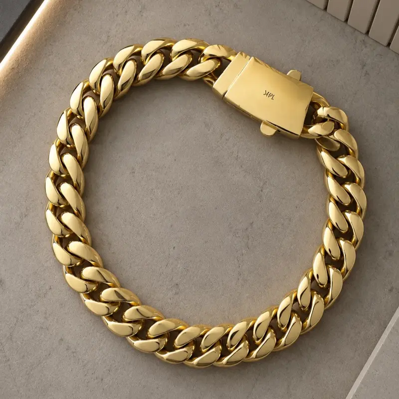 High quality 14k laminated Cuban link bracelet 10x8.5inch