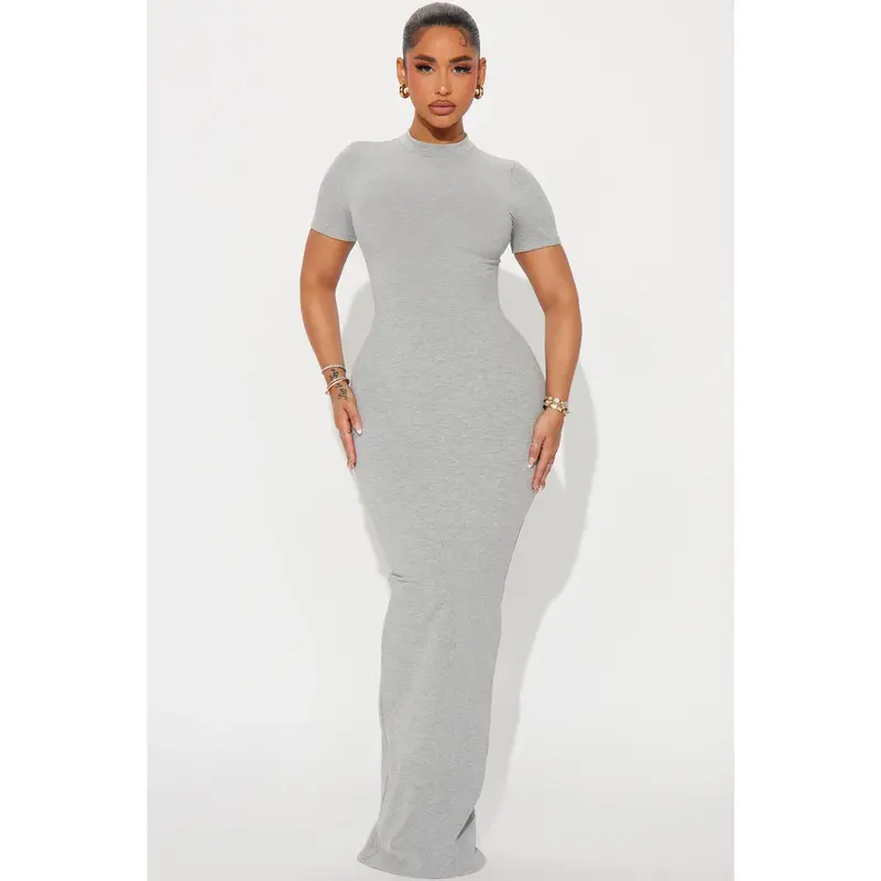 grey skim dress Grey Maxi Feminine Dress