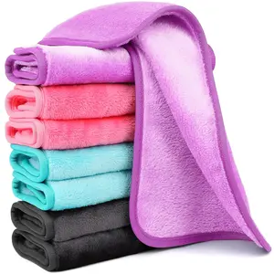 8-Pack Reusable Microfiber Makeup Remover Cloths, 13x7 in Gentle Lightweight Face Wash Cloths for Cosmetic & Cleanser Removal
