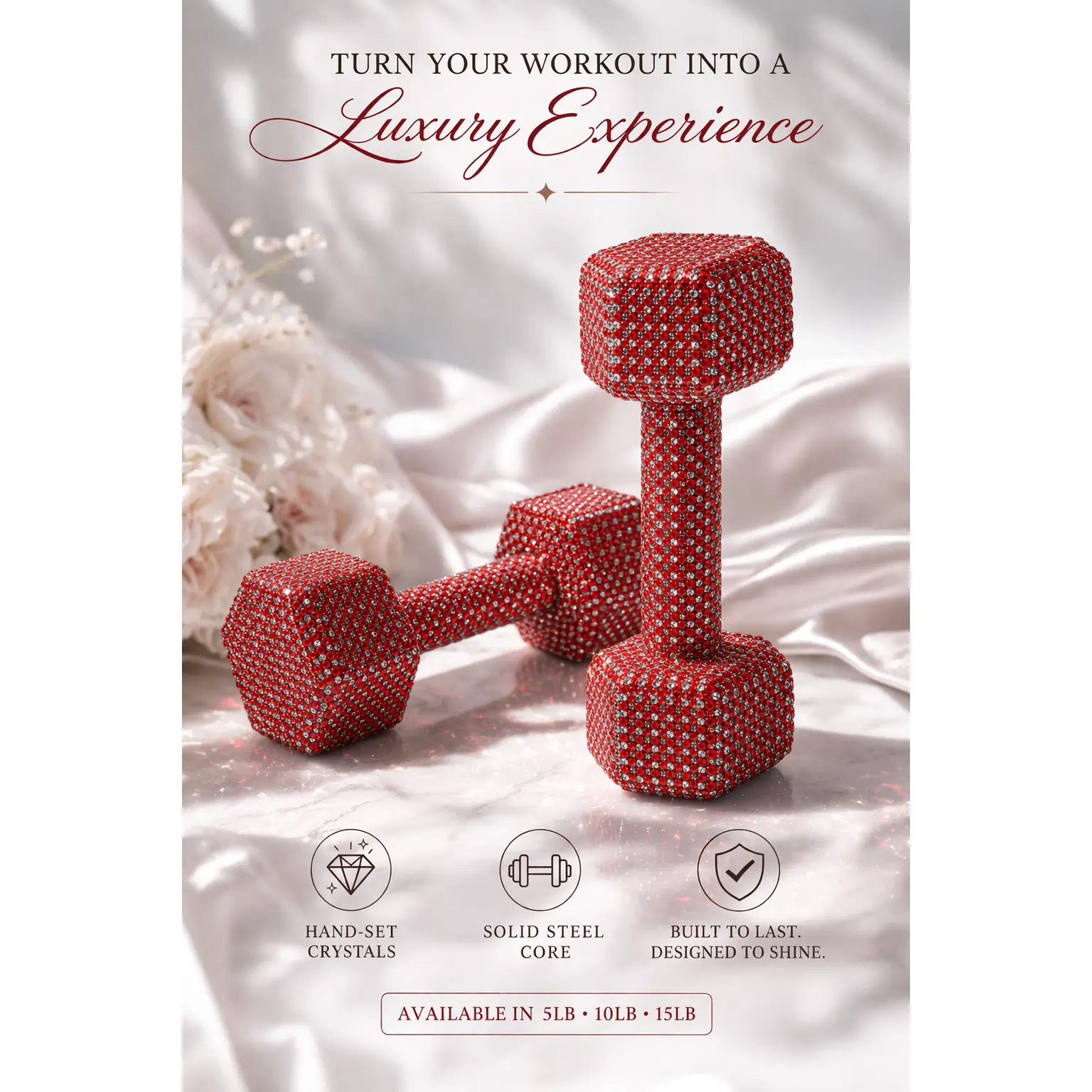 Ruby Red Crystal Dumbbell - Power in Red™ Crystal Dumbbells