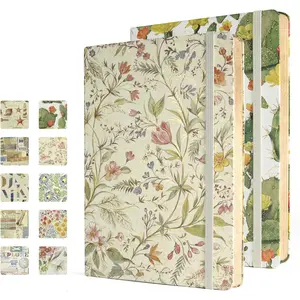 Hardcover Journals 2 Pack A5 Lined Notebooks 5x8.25 Inches 208 Pages with Elastic Band Closure Writing Work Travel School Journals for Women and Men, Cactus Peach Blossom