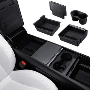 4PCS 2026 Center Console Organizer Tray for Tesla Model Y Juniper (Only Premium & Performance 2025/2026) Model 3 Highland (Standard, Premium & Performance 2024/25/26) Accessories