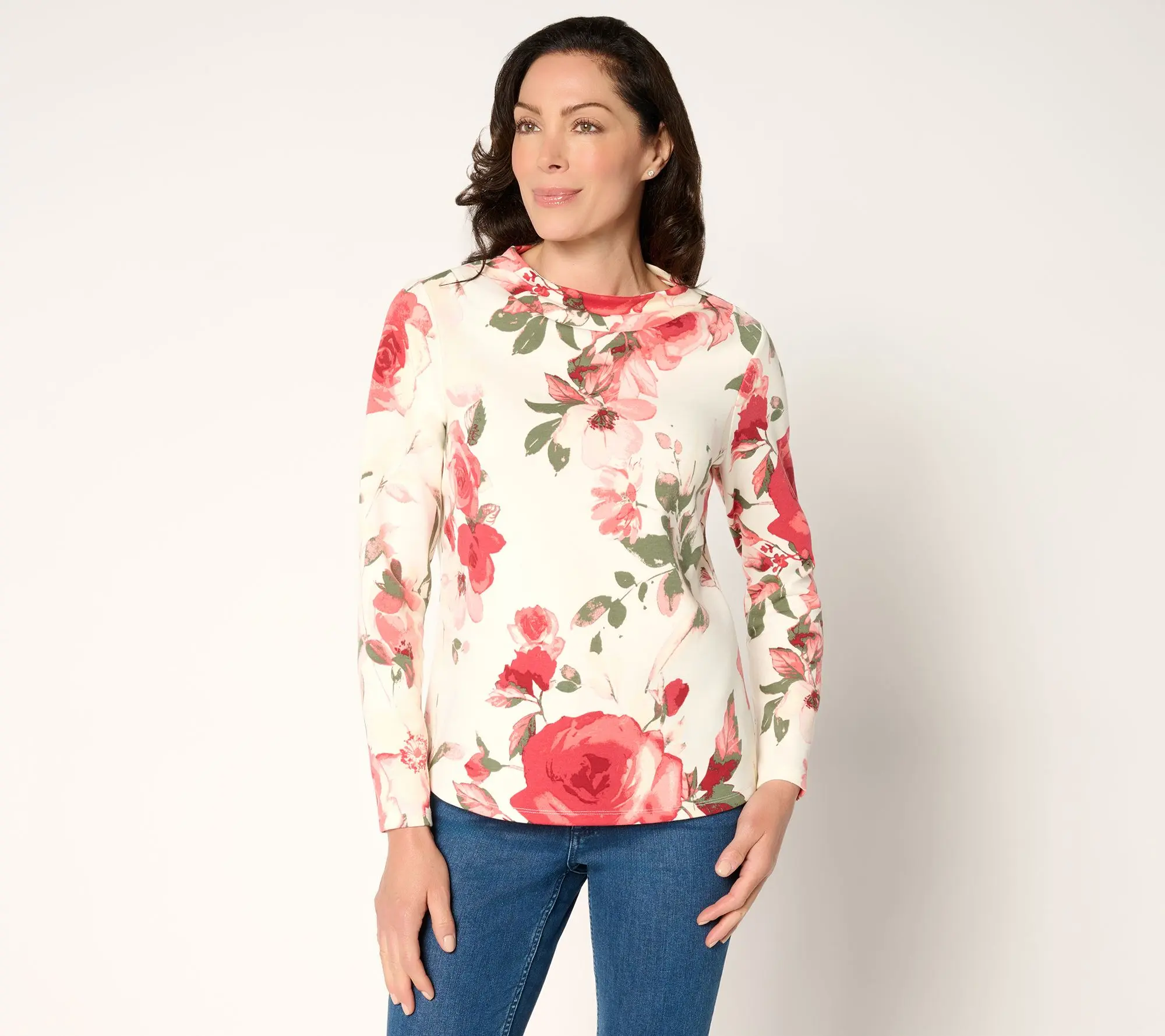 BEAUTIFUL by Lawrence Zarian Printed Scuba Funnel Neck Pullover