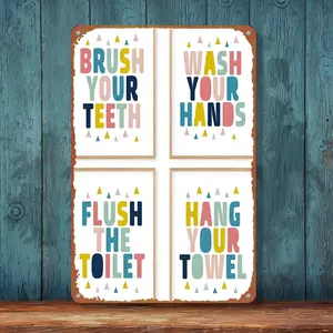 Bathroom Kids Decor Wall Art Metal Aluminum Tin Sign Funny Bathroom Wall Decor Kids 8x12 Inches for Bedroom Bathroom Kitchen Bar Room Decoration 8x12 Inches