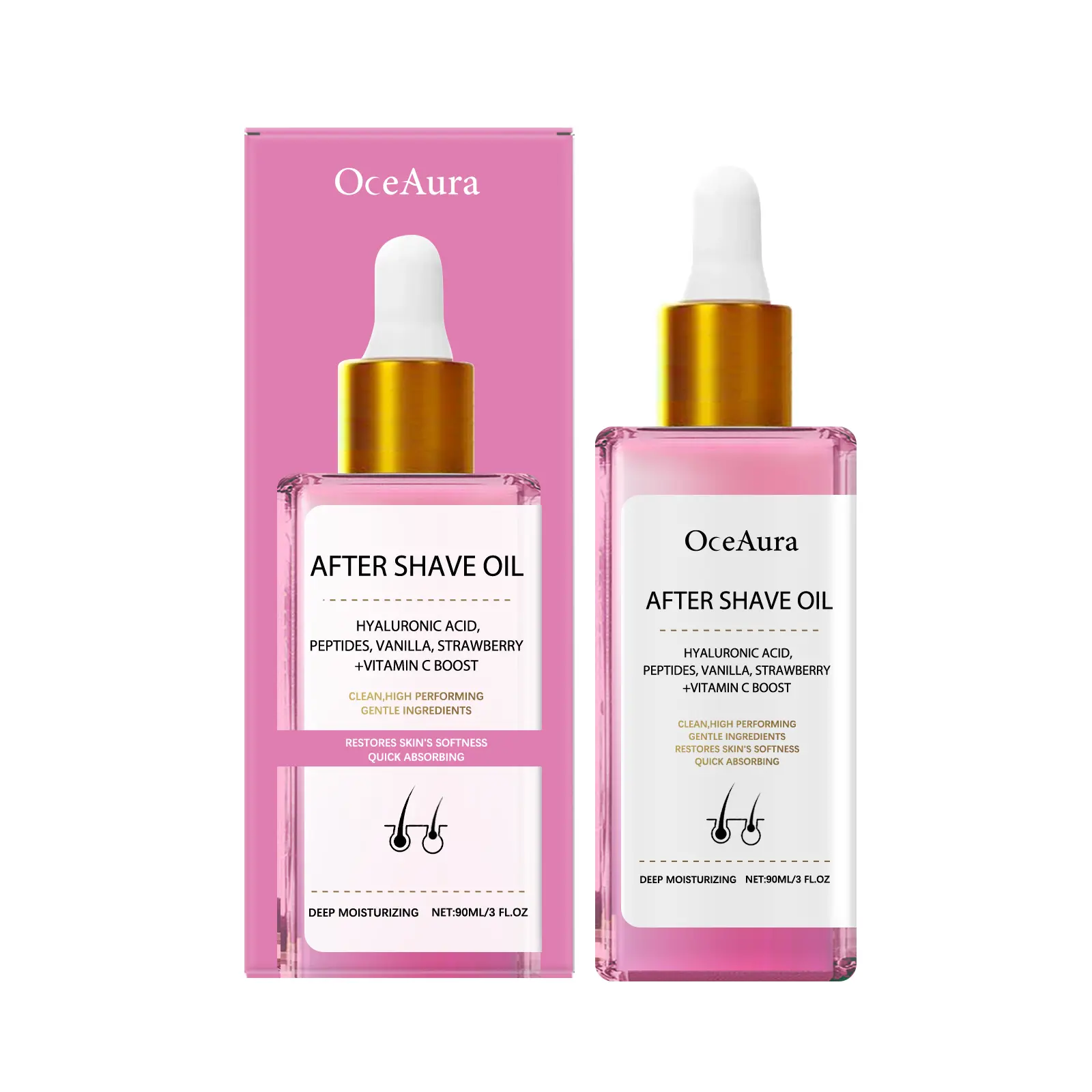 OceAura Strawberry Scent Hair Removal After Shave Care Oil Gentle Ingredients Moisturizing Nourishing Soothing Smooth Skin
