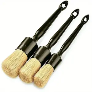 3 PCS Car Exterior Interior Detail Brush Boar Hair Bristle Brushes for Car Cleaning Auto Detail Tools Dashboard Cleaning Brush Car Detailing Brushes