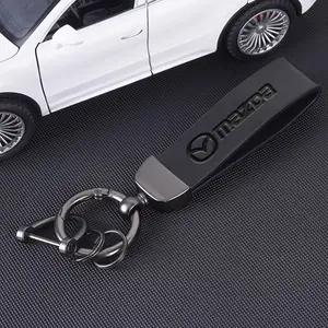 Car Leather Keychain Keyring Lanyard for Mazda Models, Durable Car Accessory Fits Multiple Mazda Vehicles, Stylish Design Enhances Your Ride