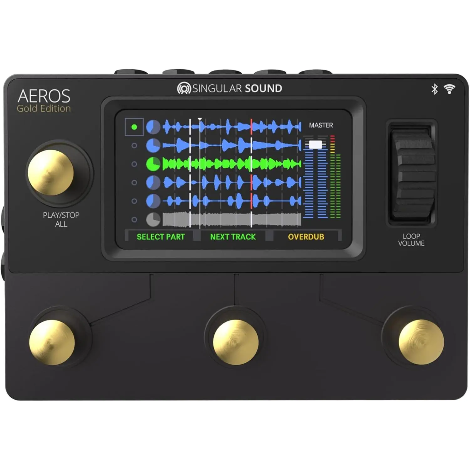Aeros Loop Studio - 6 Track, Stereo Looper Pedal with Touch Screen and Hands Free Mixing