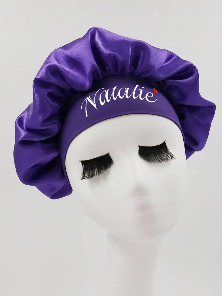 Customized Silk Sleep Cap, Can Print Name, Personalized Silk Sleep Cap For Women, Customizable Satin Sleep Cap, Hair Cap, Curly Hair Silk Sleep Cap, Hat Sleep Cap, Valentine's Day Gift, Birthday Gift, Fashion, Comfortable, Bathroom, Bedroom, Exquisite, Me