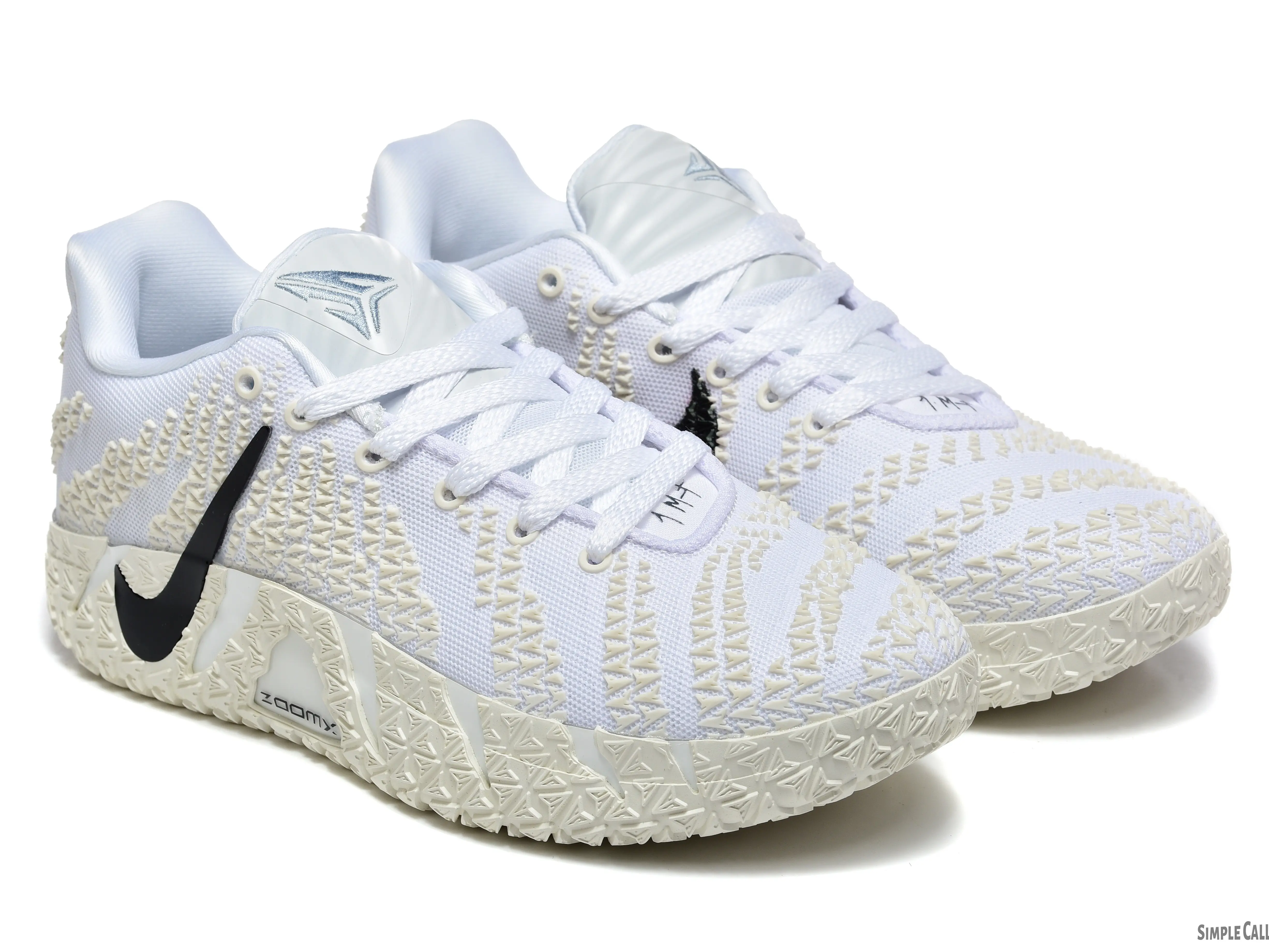 Off-white Cream Low-top Basketball Sneakers, finely embossed mesh upper, cream geometric patterned anti-slip outsole. Ideal for indoor basketball contests, minimalist neutral street styling