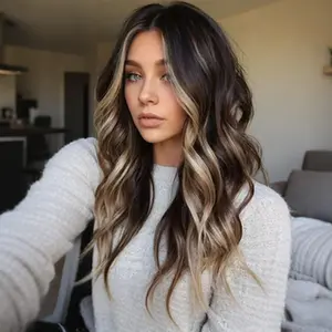 VOSILK Long Wavy Wig 26 Inch Middle Part Curly Wigs with Lace Hairline Synthetic Heat Resistant Fibers Wig for Women Daily Wear and Party