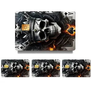 Creative Bitcoin Pattern Card Design Credit Card Skin Sticker, 4 Counts/Set Ultra-thin Waterproof Scratch Resistant Card Sticker, Personalized Bank Card Skin Protector