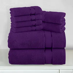 Mocassi 8-Piece Turkish Cotton Towel Set, 4 Washcloths, 2 Hand Towels and 2 Bath Towels